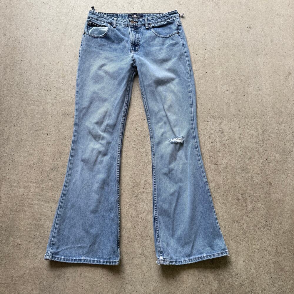 Women's Vintage L.E.I Light Blue Bell Bottoms Denim Flared Blue Jeans Sz 32 x 31